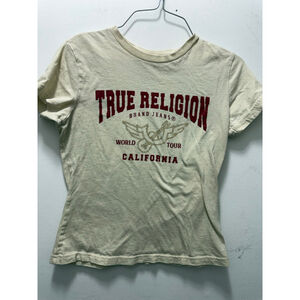 Women's True Religion Short Sleeve Tee XS Beige Red